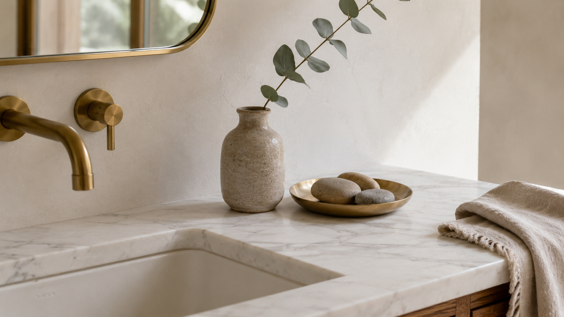 Quiet luxury marble interior design with subtle Calacatta veining — 7 designer applications for 2026