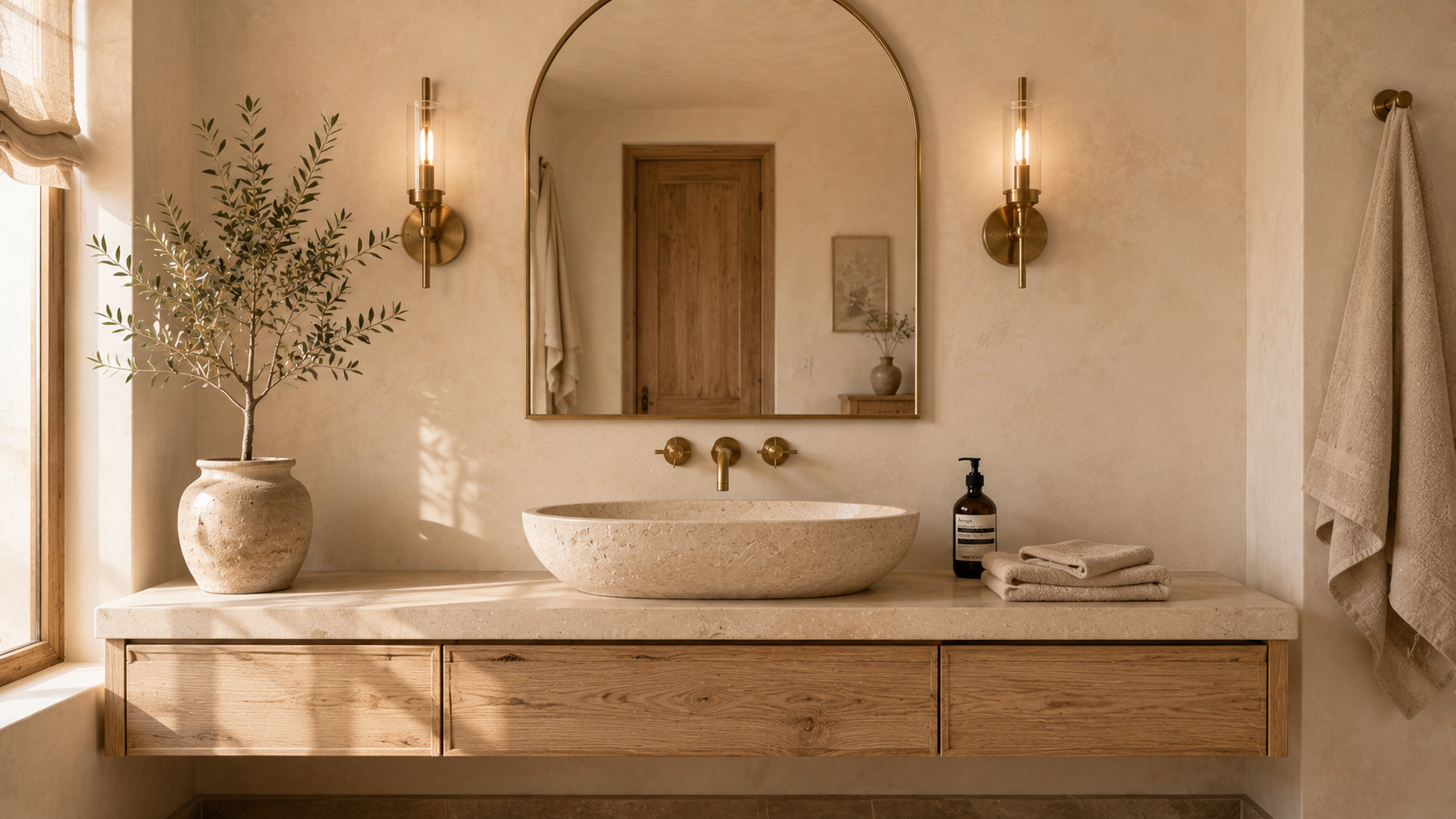 BASINCRAFT hand-carved natural stone bathroom collection — vessel sinks and vanity tops from solid Turkish quarries