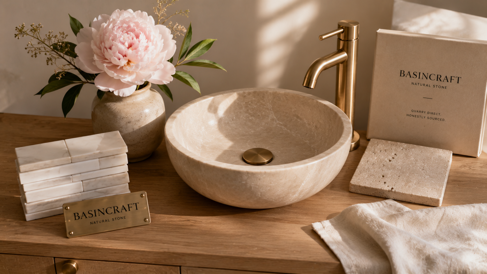 BASINCRAFT best-selling natural stone pieces — top customer favorites including marble vessel sinks and stone slabs