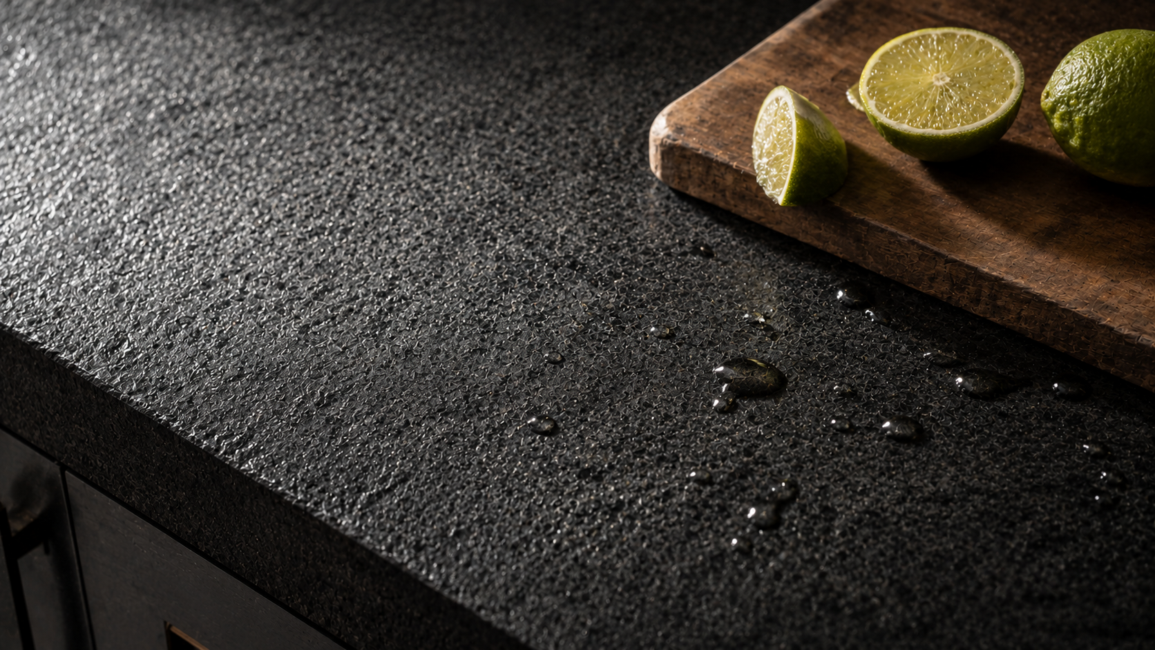 BASINCRAFT brushed and leathered natural stone collection — textured finishes that hide fingerprints and water spots