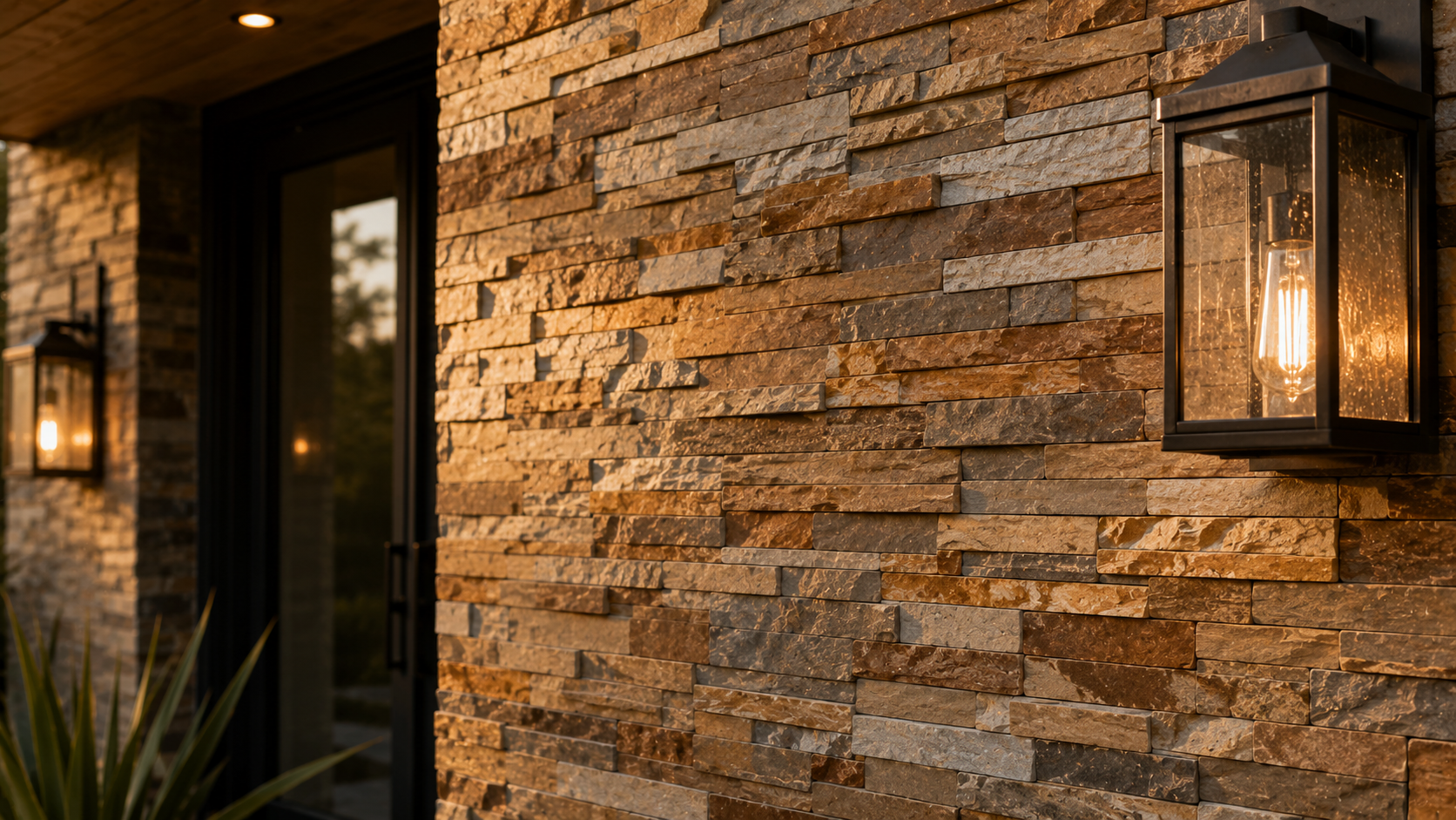 BASINCRAFT stacked-stone ledger panel collection — pre-assembled architectural texture for accent walls and exteriors