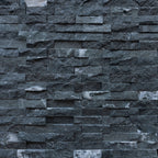 Black marble blasted mosaic wall, showcasing premium stone craftsmanship and minimalist design, ideal for elegant interiors.