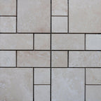 Travertine pattern set showcasing premium natural stone tiles with polished finish for minimalist design spaces.