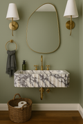 Calacatta Marble Wall-Mount Sink — Floating