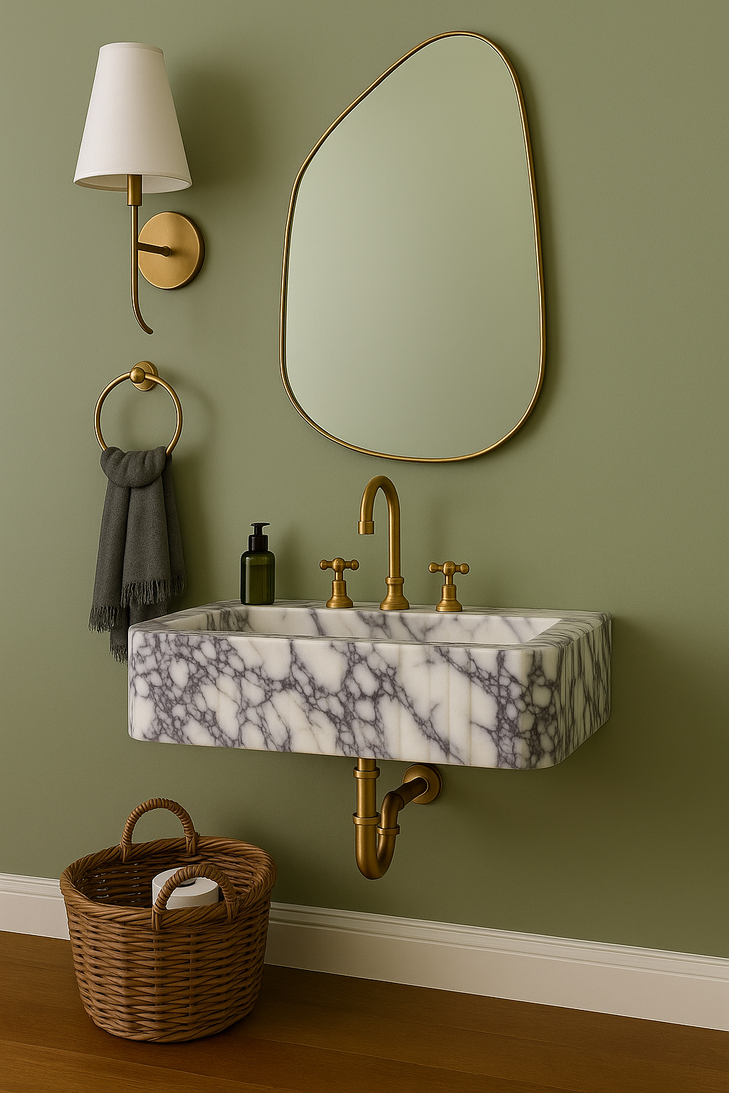 Calacatta Marble Wall-Mount Sink — Floating