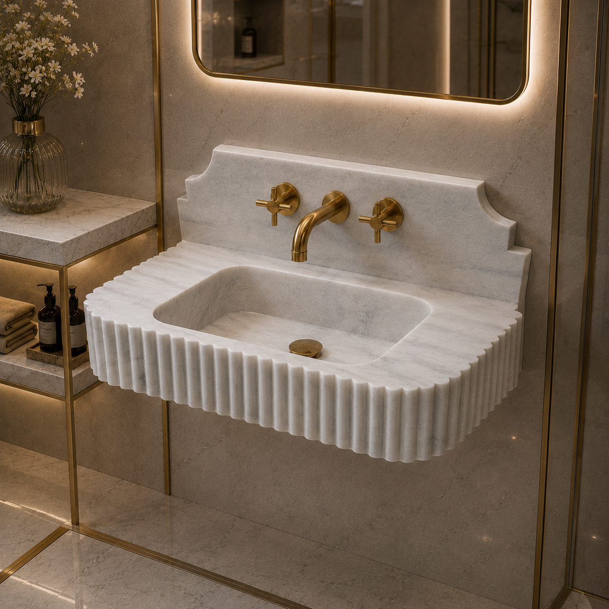 Carrara White Marble Sink