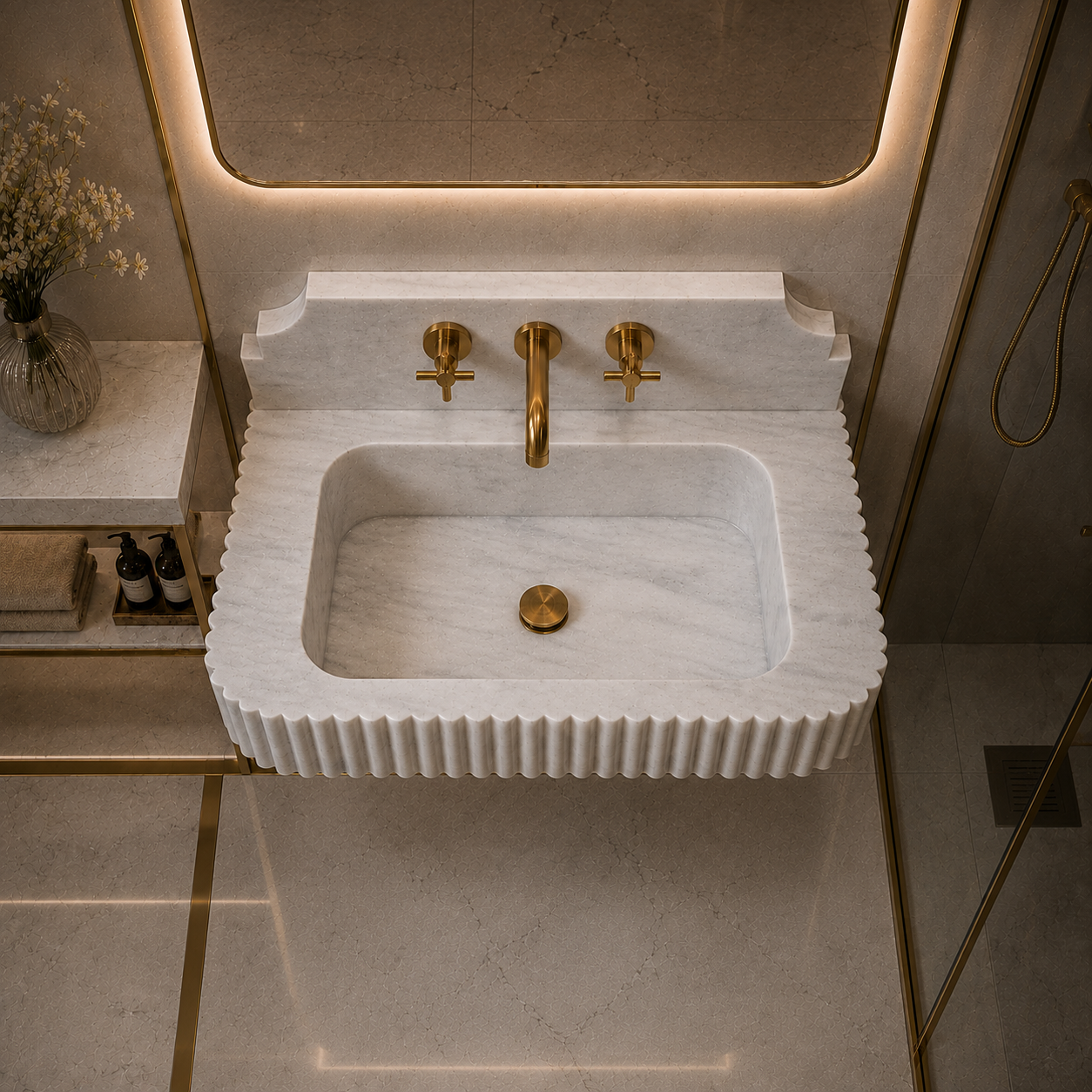 Carrara White Marble Sink