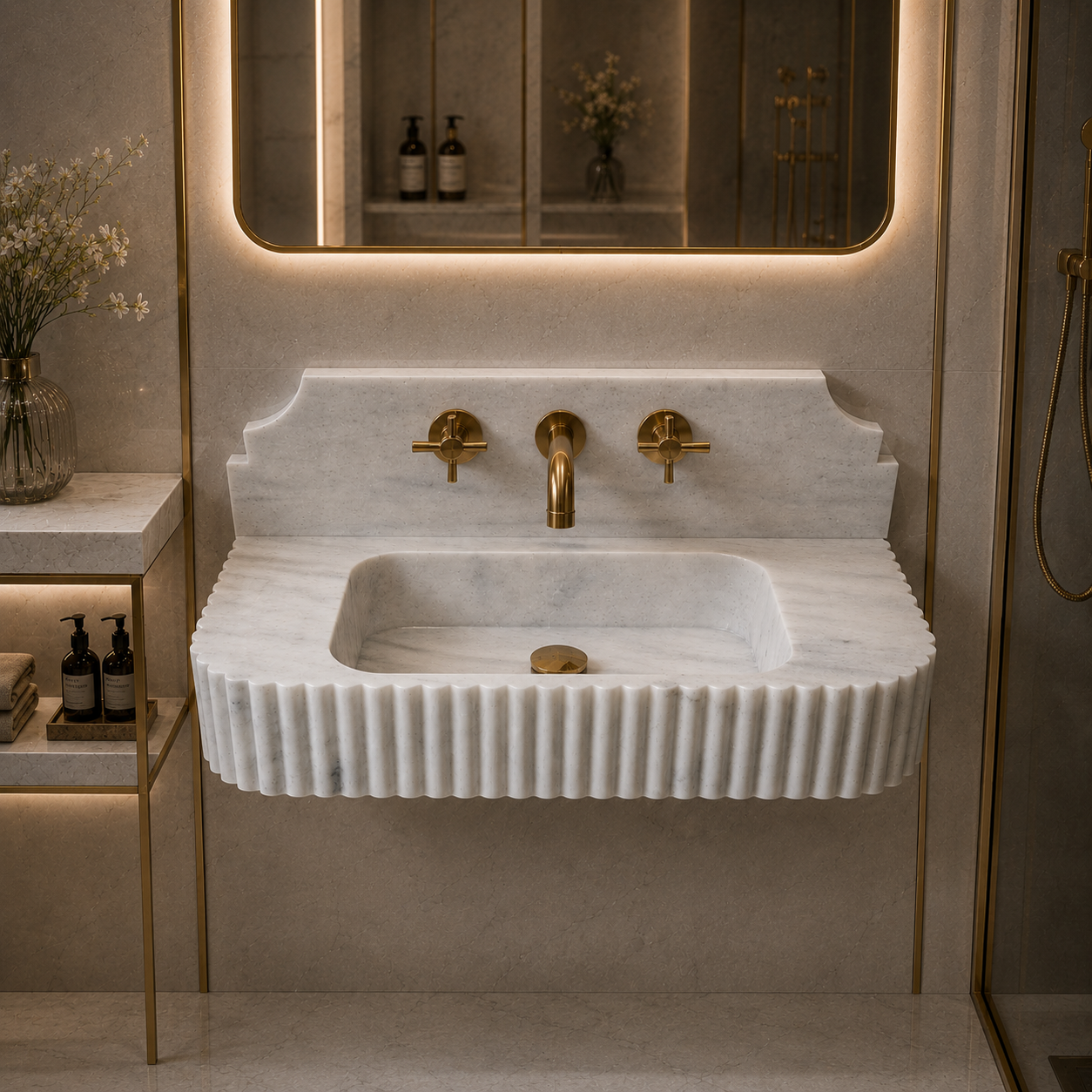 Carrara White Marble Sink