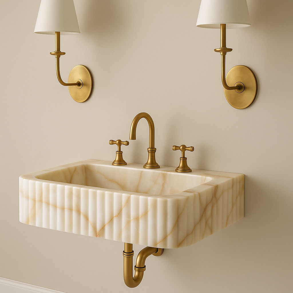 Calacatta Gold Marble Sink with Backsplash