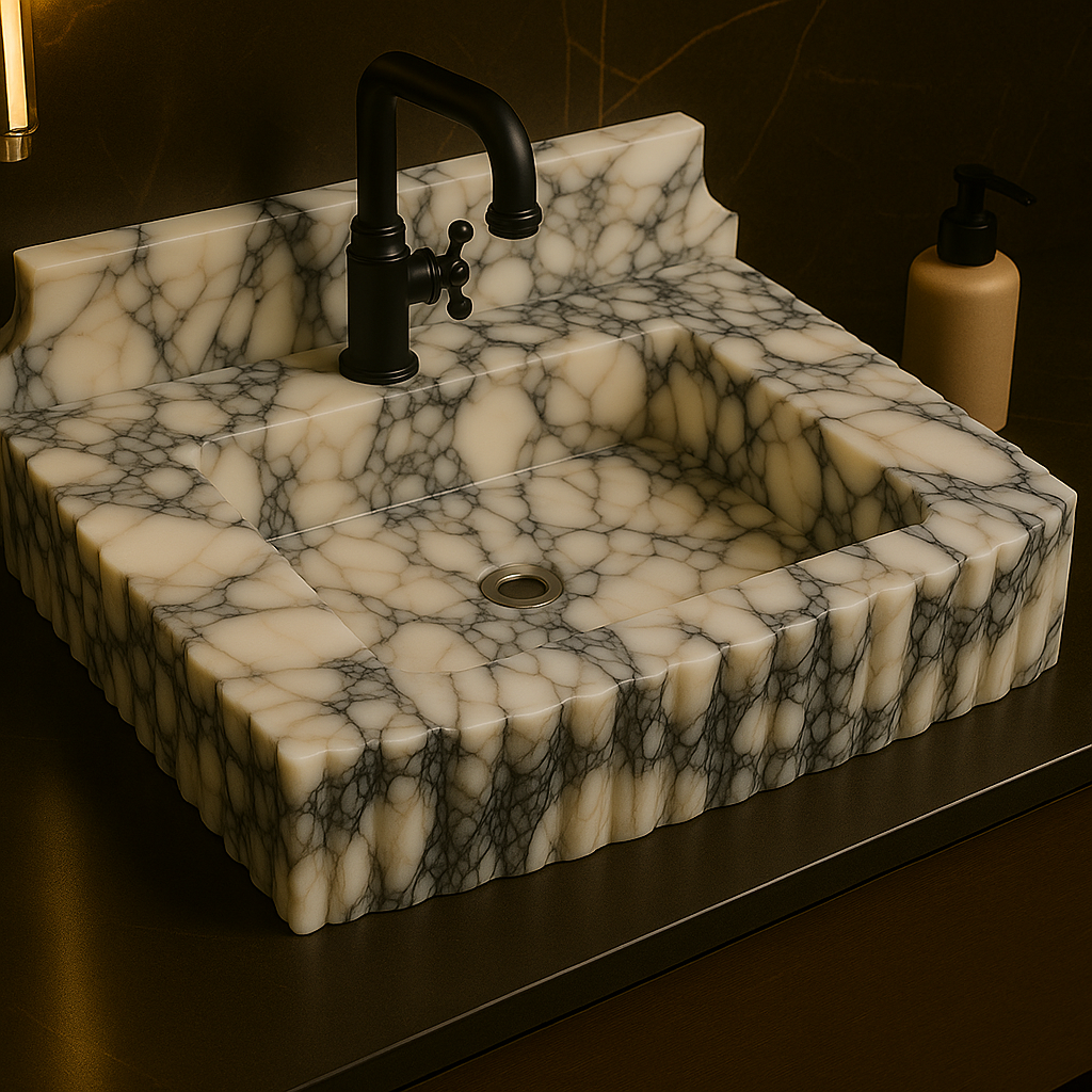 Calacatta Viola Marble Rectangular Vessel Sink
