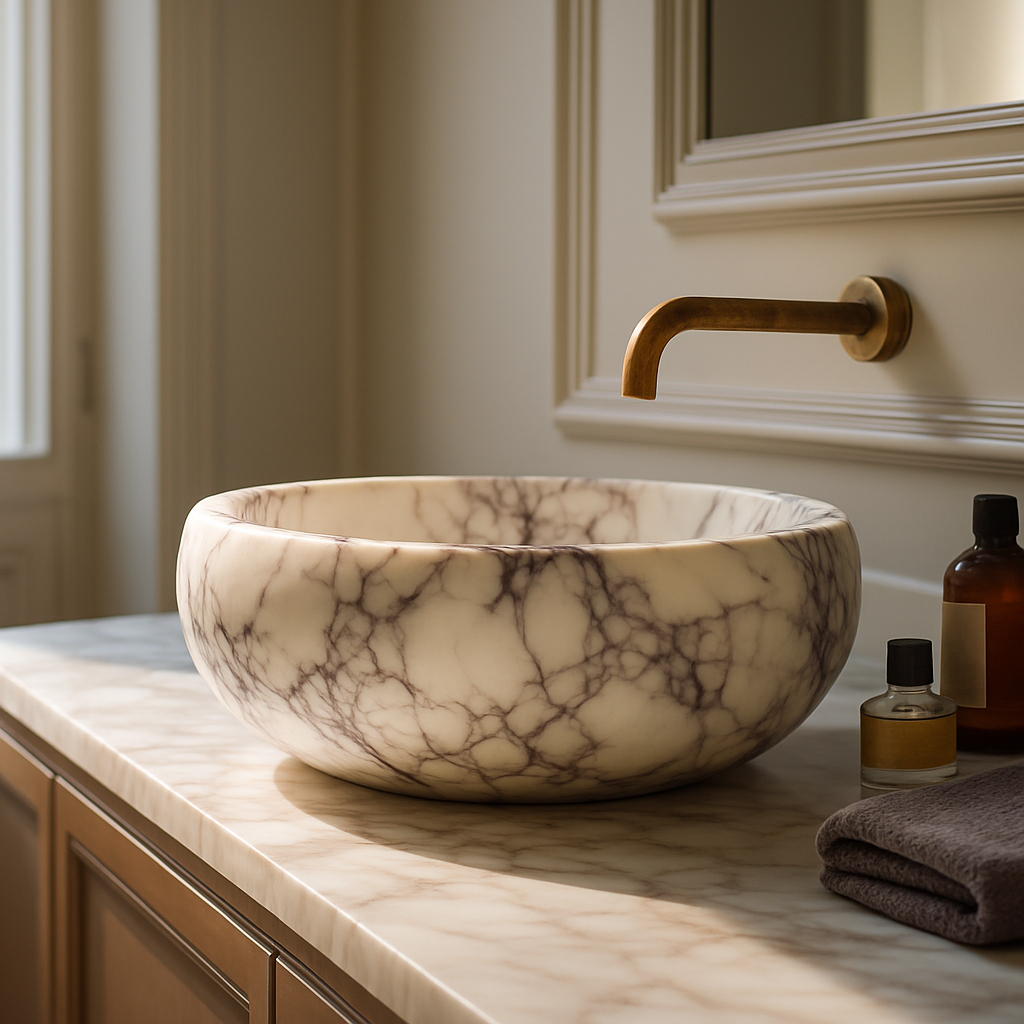 Viola Calacatta Oval Marble Vessel Sink