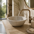 Beige Marble Compact Vessel Sink