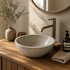 Beige Marble Compact Vessel Sink