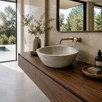 Beige Marble Compact Vessel Sink