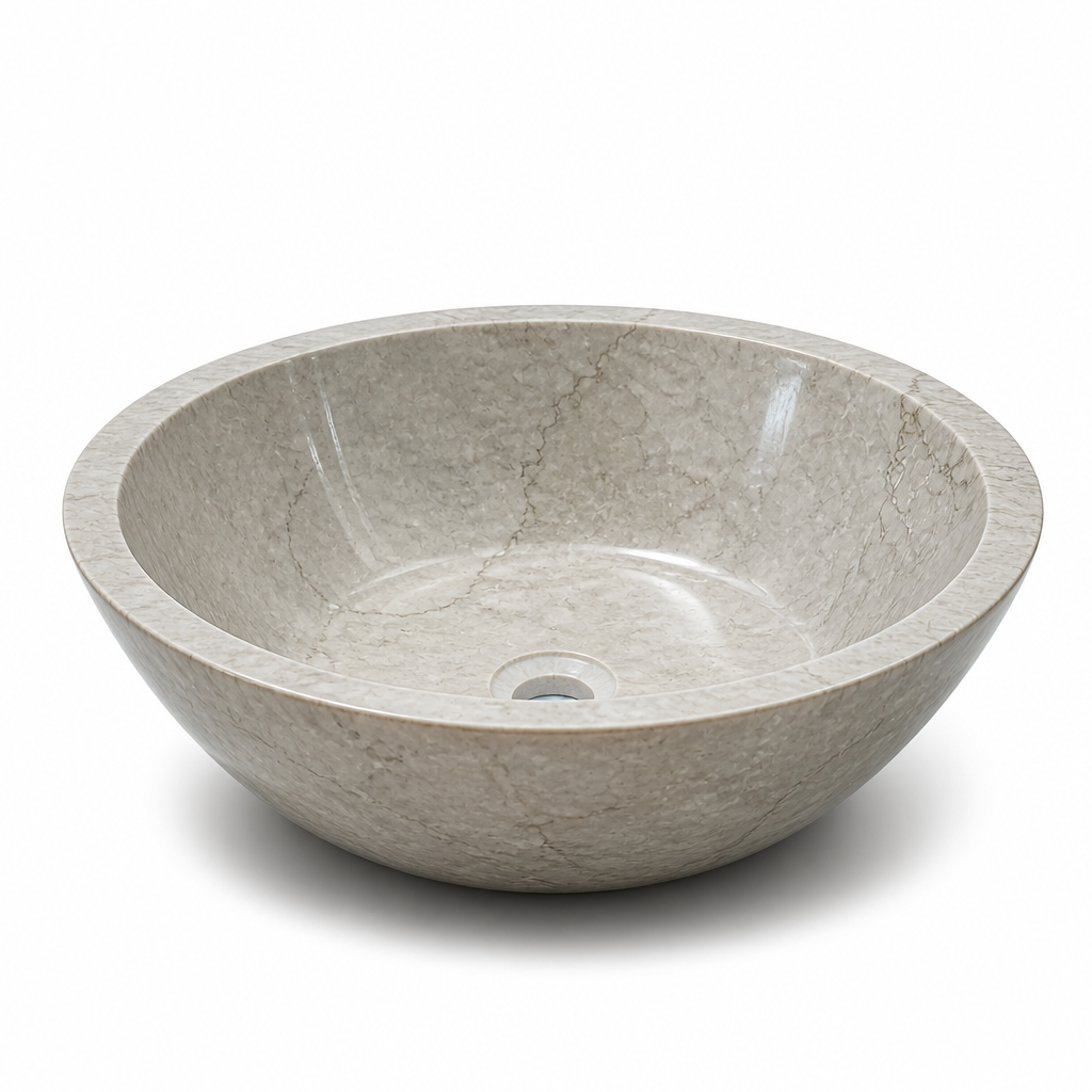 Beige Marble Compact Vessel Sink