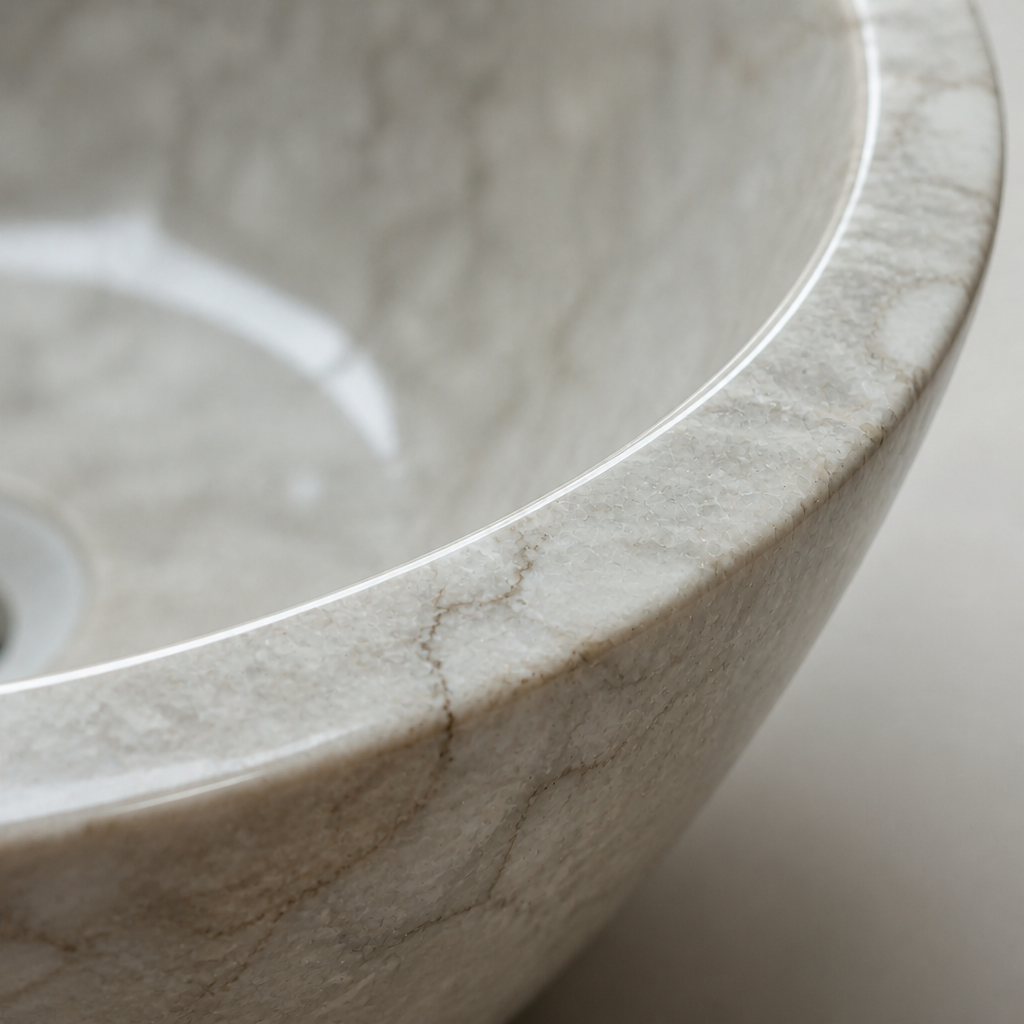 Beige Marble Compact Vessel Sink