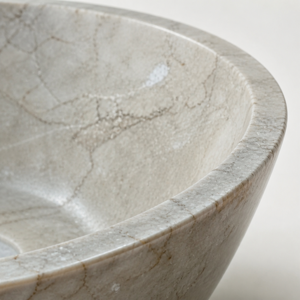 Beige Marble Compact Vessel Sink
