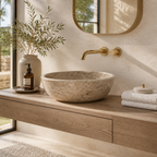 Beige Marble Standard Vessel Sink