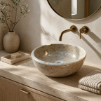 Beige Marble Standard Vessel Sink
