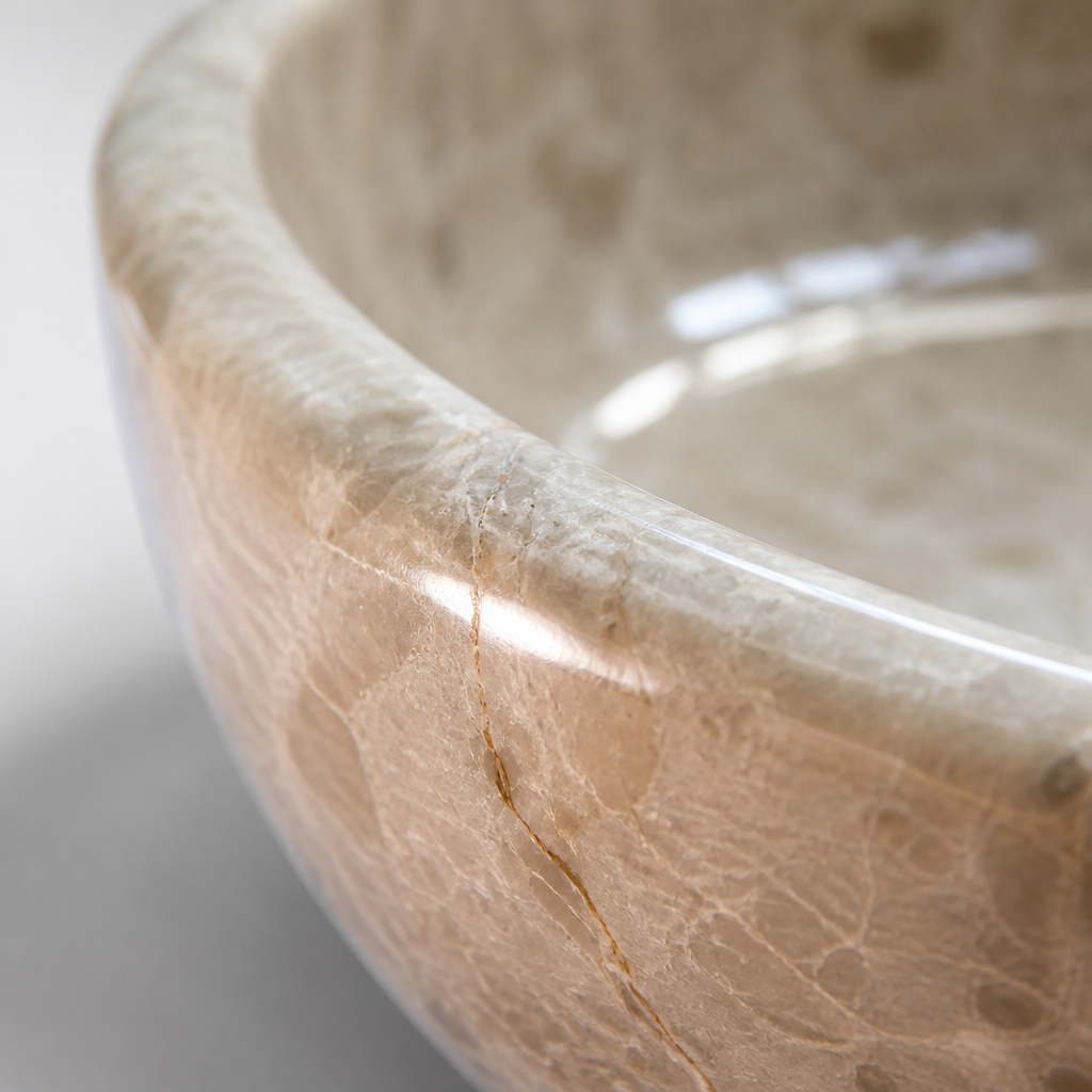 Beige Marble Standard Vessel Sink