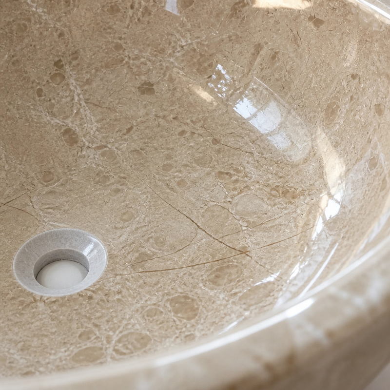 Beige Marble Standard Vessel Sink — detail 1