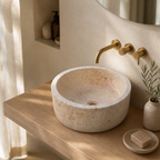Beige Travertine Petite Vessel Sink