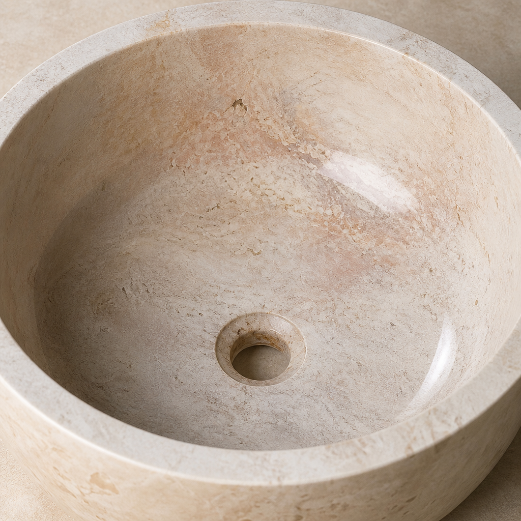 Beige Travertine Petite Vessel Sink
