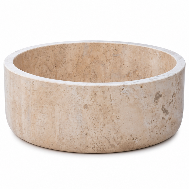 Beige Travertine Vessel Sink — detail 4