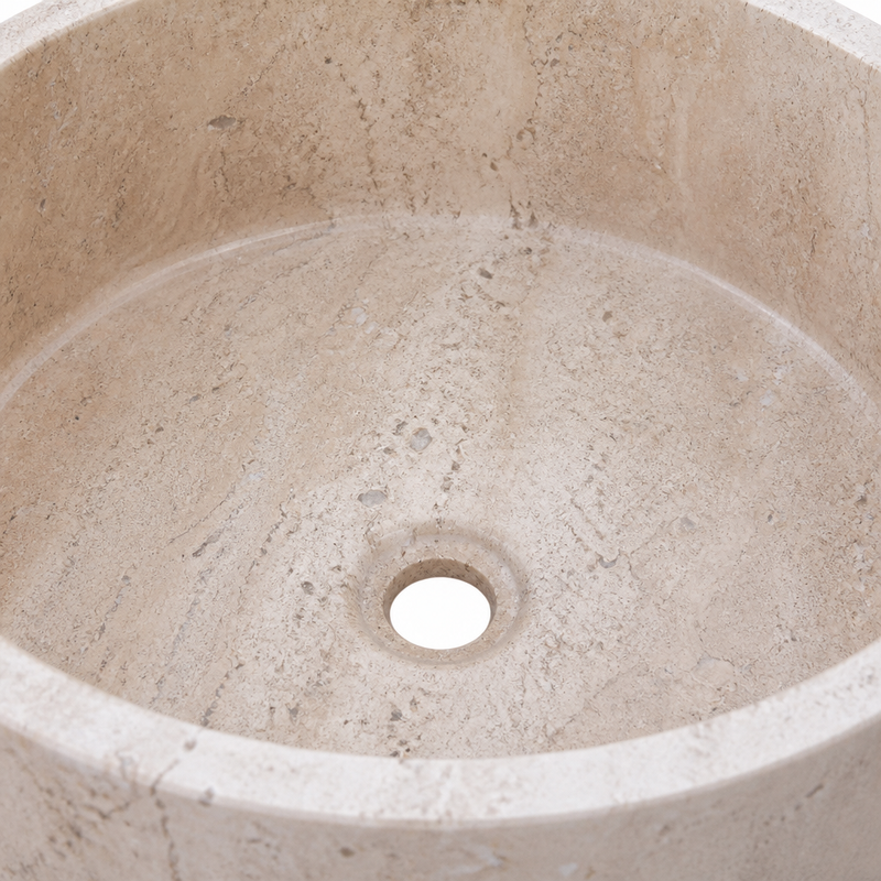 Beige Travertine Vessel Sink — detail 1