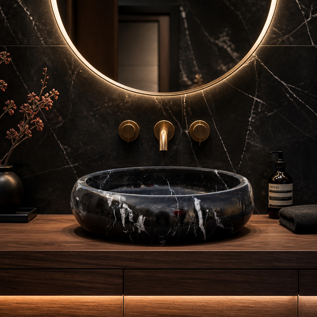 Black Marble Petite Vessel Sink