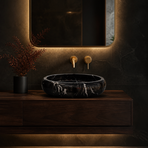 Black Marble Petite Vessel Sink