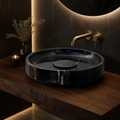 Black Marble Round Vessel Sink