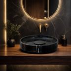 Black Marble Round Vessel Sink