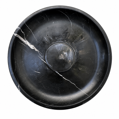 Black Marble Round Vessel Sink