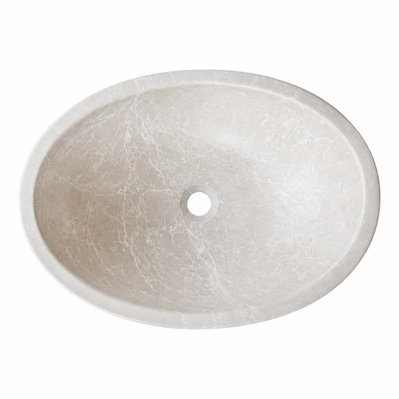 Botticino Cream Marble Vessel Sink — detail 5