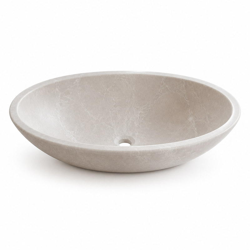 Botticino Cream Marble Vessel Sink — detail 4