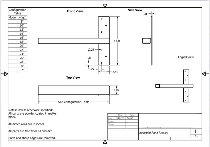 Floating Vanity Bracket — For Stone Sinks