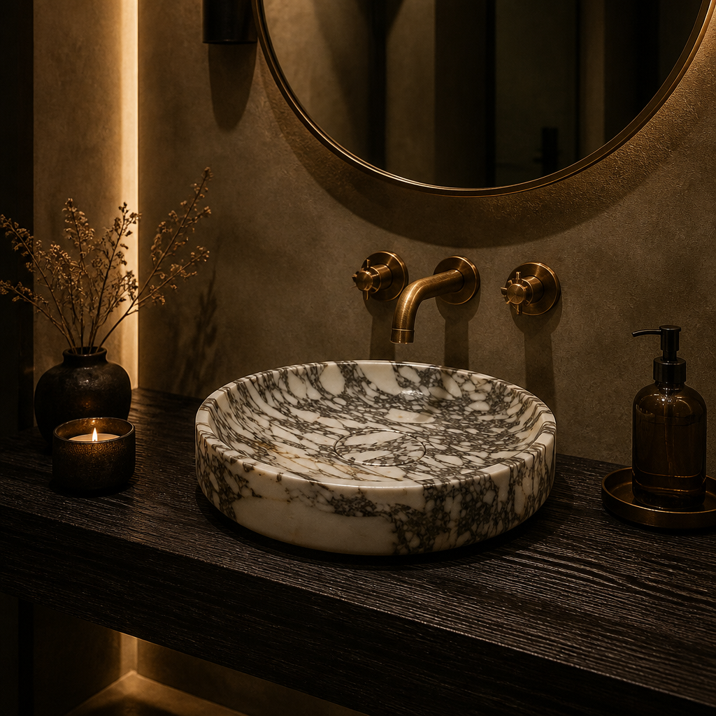 Calacatta Viola Marble Petite Vessel Sink