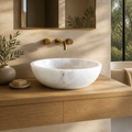 Carrara Marble Rectangular Vessel Sink