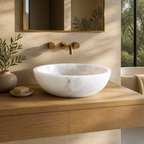 Carrara Marble Rectangular Vessel Sink
