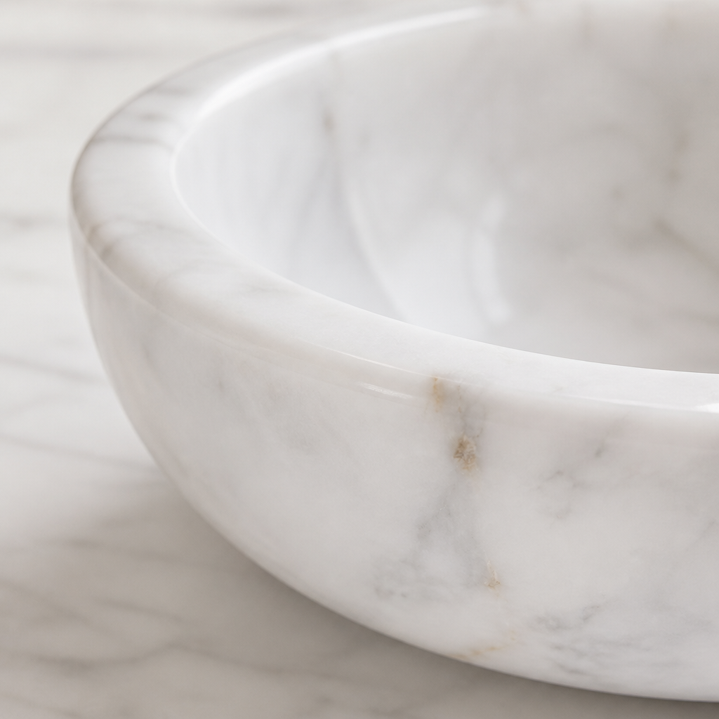 Carrara Marble Rectangular Vessel Sink