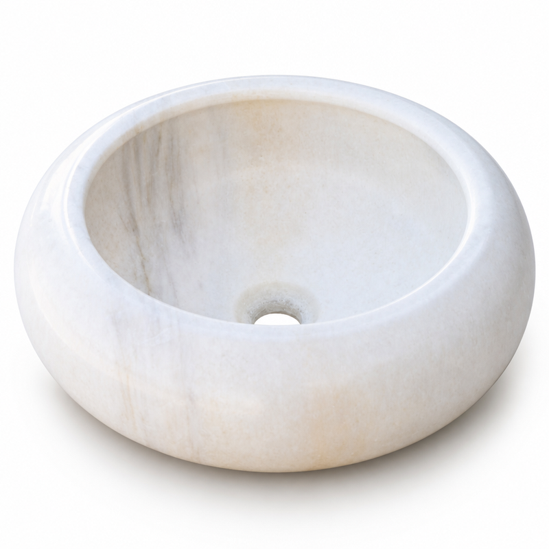 Carrara White Marble Vessel Sink — detail 6