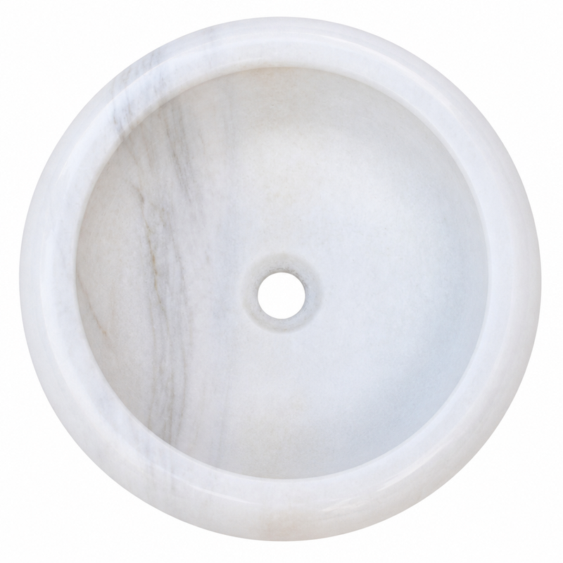 Carrara White Marble Vessel Sink — detail 5