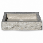 Cream Limestone Vessel Sink — Hand-Carved