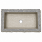 Cream Limestone Vessel Sink — Hand-Carved