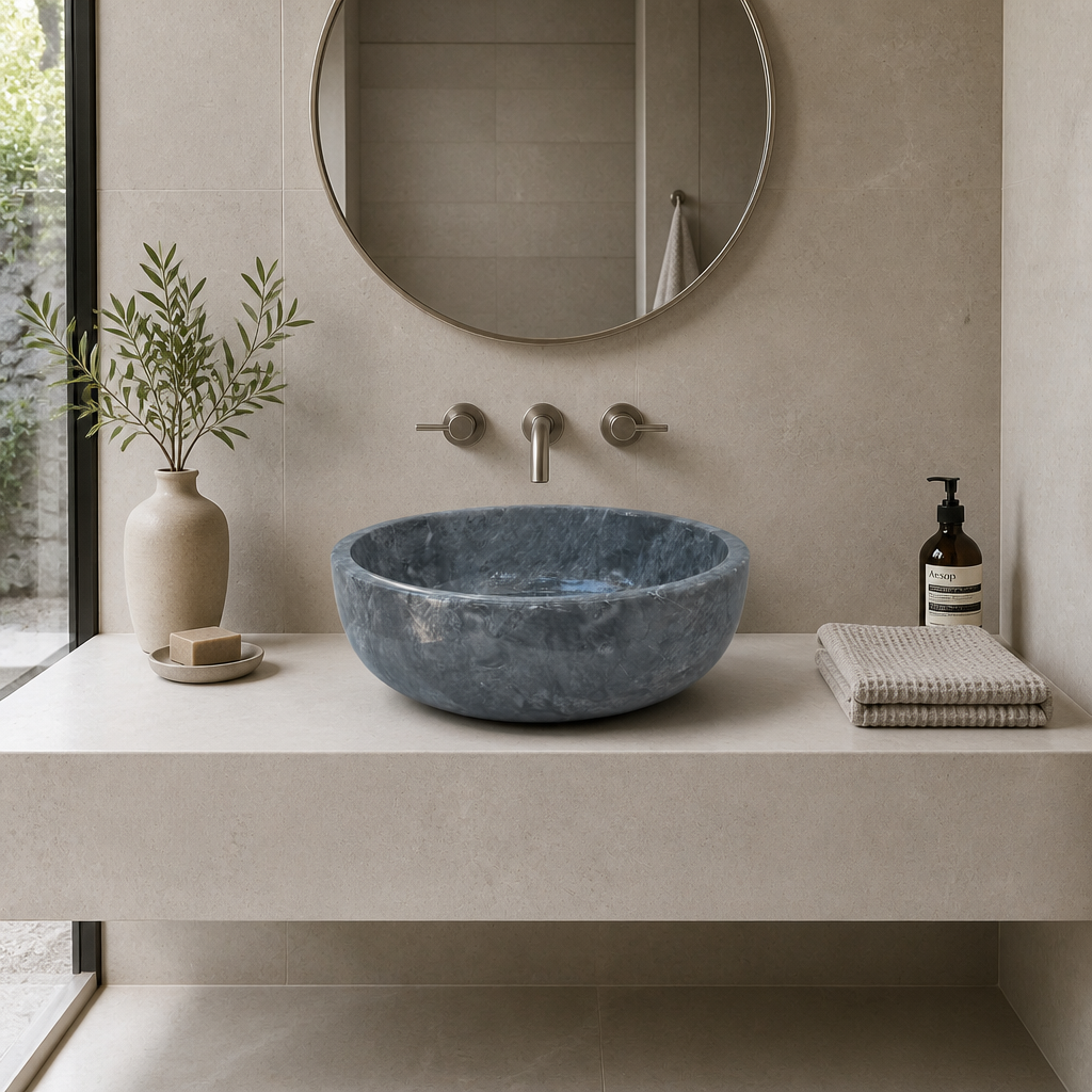 Gray Marble Mid-Size Vessel Sink