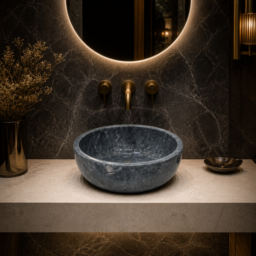 Gray Marble Mid-Size Vessel Sink