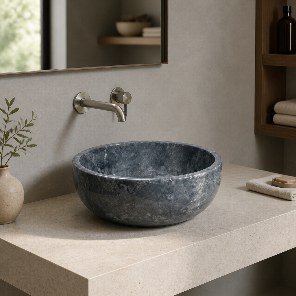Gray Marble Mid-Size Vessel Sink