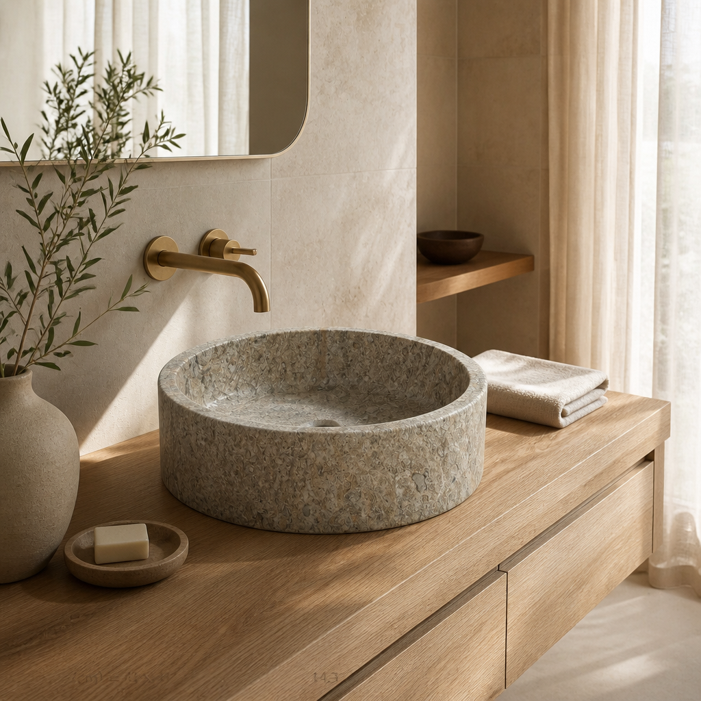 Dark Travertine Vessel Sink