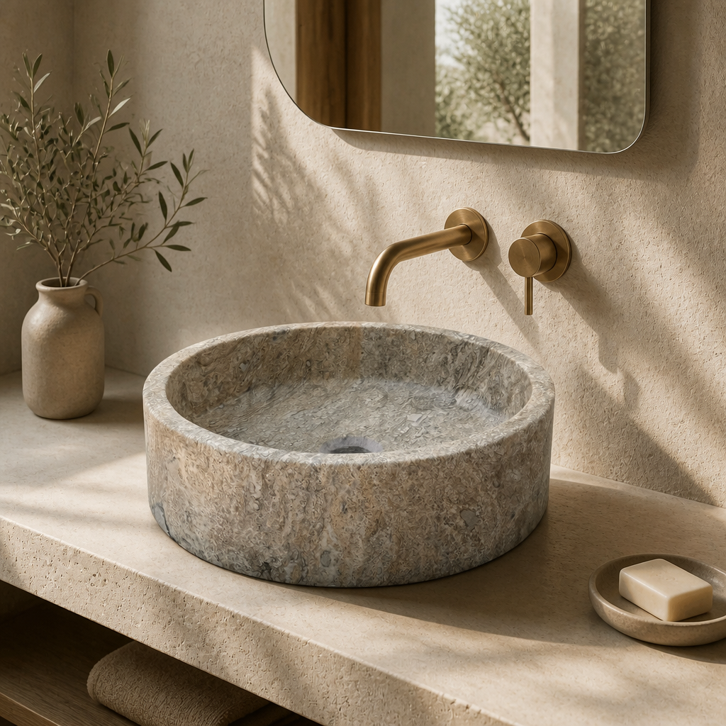 Dark Travertine Vessel Sink